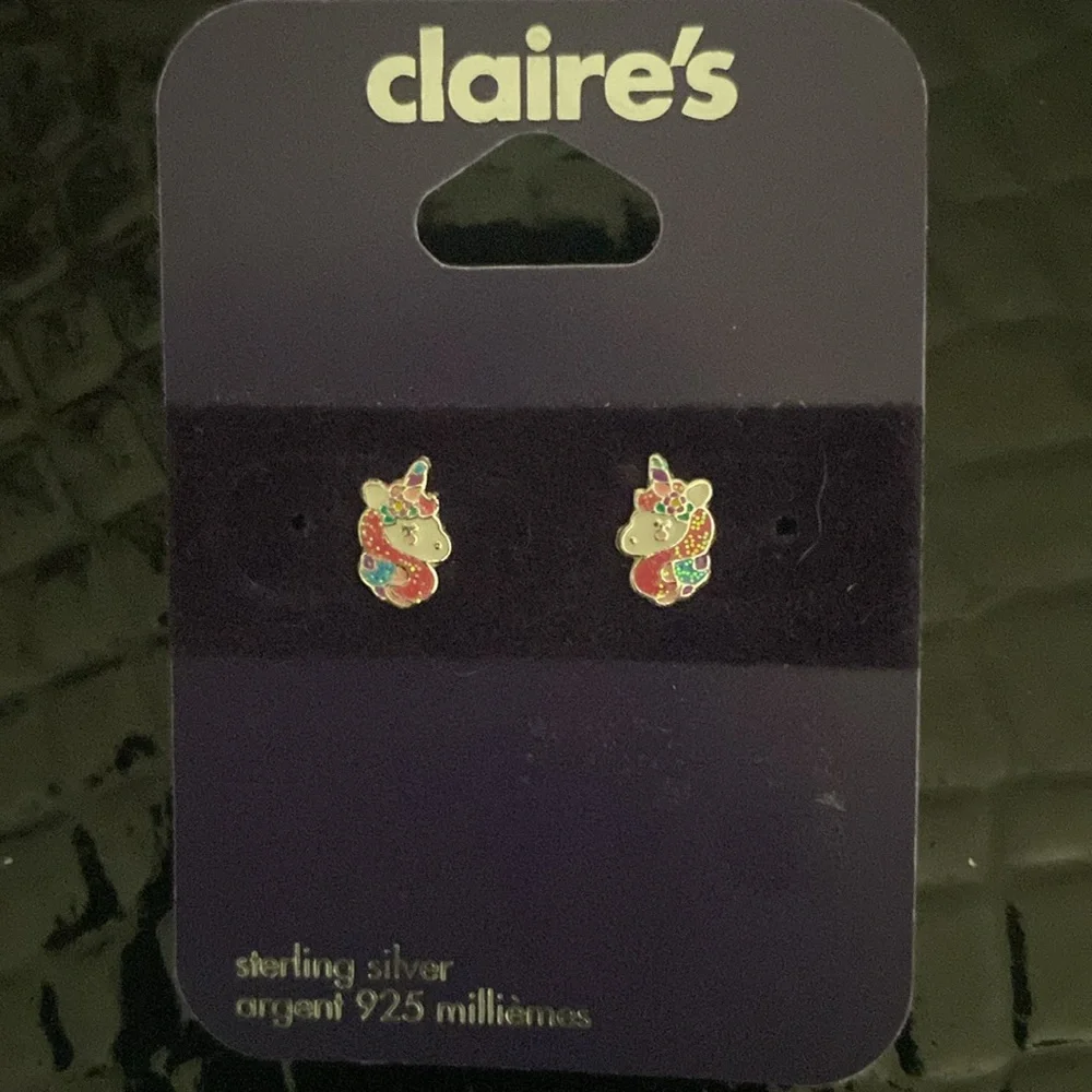 Claire’s Sterling Silver Unicorn 🦄 Earrings